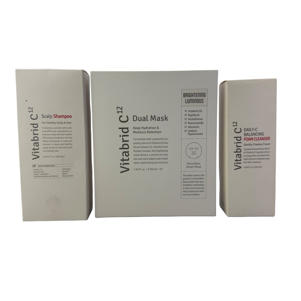 Vitabrid C12 - mask - foam cleaner - shampoo care - lot of 3 New
